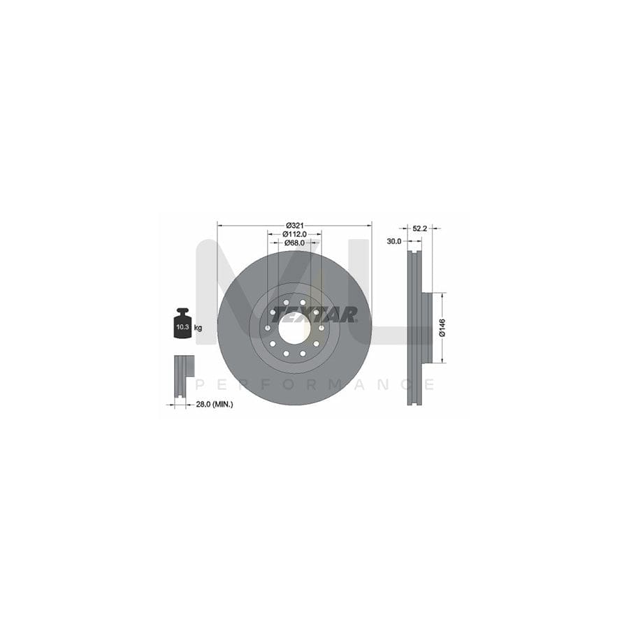 TEXTAR PRO 92154703 Brake Disc for AUDI A6 Internally Vented, Coated, without wheel hub, without wheel studs | ML Performance Car Parts