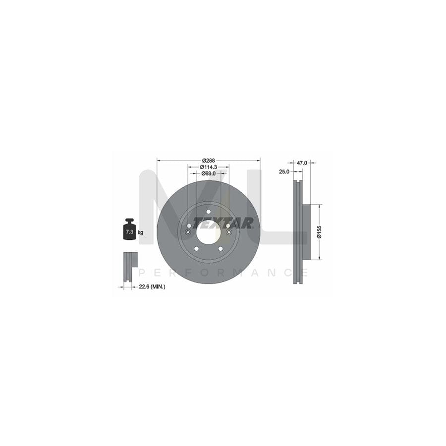 TEXTAR PRO 92290503 Brake Disc Internally Vented, Coated, without wheel hub, without wheel studs | ML Performance Car Parts