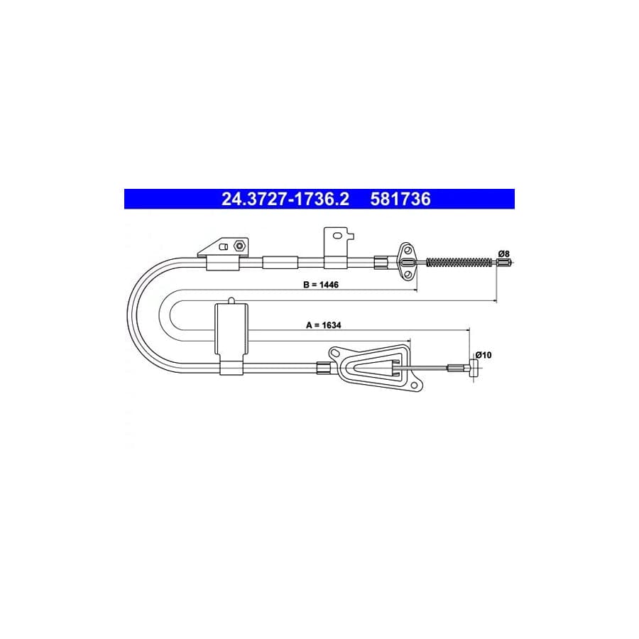 ATE 24.3727-1736.2 Hand Brake Cable For Nissan Almera