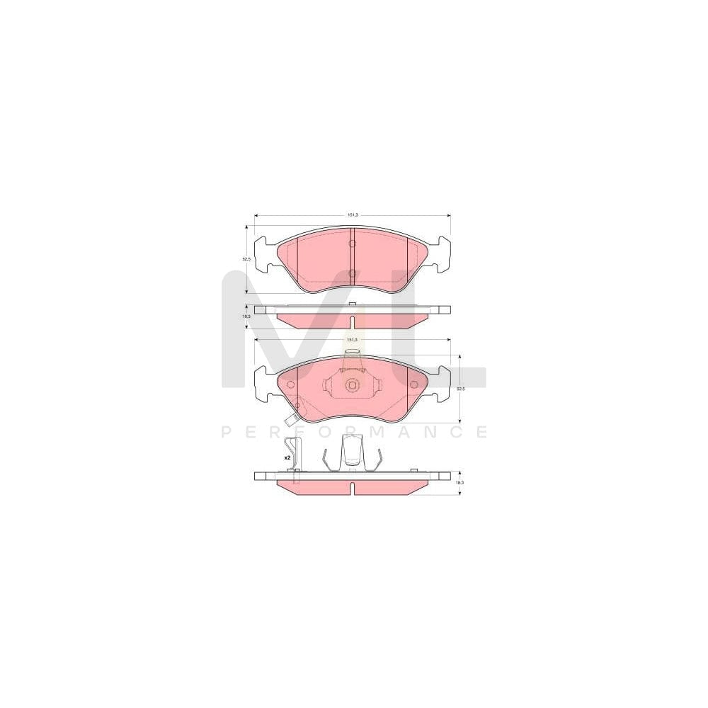 TRW Gdb3173 Brake Pad Set For Kia Clarus Saloon (K9A) With Acoustic Wear Warning | ML Performance Car Parts