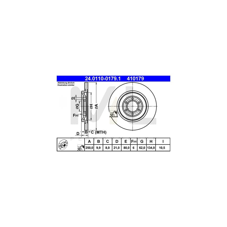 ATE 24.0110-0179.1 Brake Disc Solid, Coated | ML Performance Car Parts