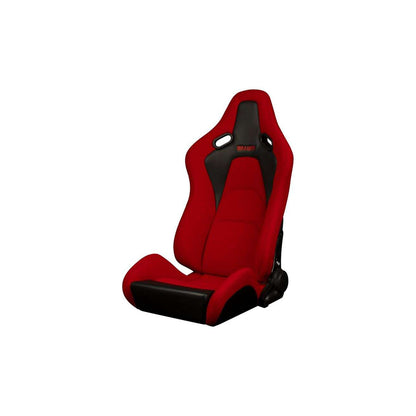 BRAUM Falcon-S Series Reclinable Composite Seats (Red Cloth Black Stitching) – Priced Per Pair