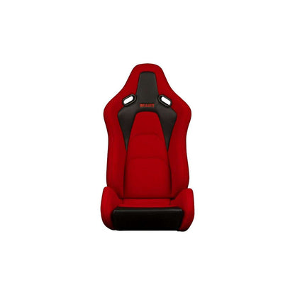 BRAUM Falcon-S Series Reclinable Composite Seats (Red Cloth Black Stitching) – Priced Per Pair