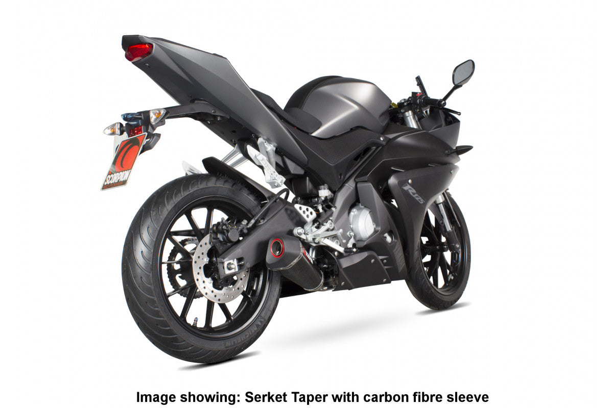 Scorpion RYA95SYSSEO Yamaha YZF-R125 Serket Taper Full System - Brushed Stainless Steel Sleeve | ML Performance UK UK