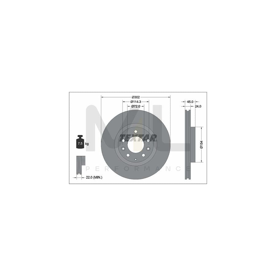 TEXTAR PRO 92261503 Brake Disc for MAZDA RX-8 (SE, FE) Internally Vented, Coated, without wheel hub, without wheel studs | ML Performance Car Parts