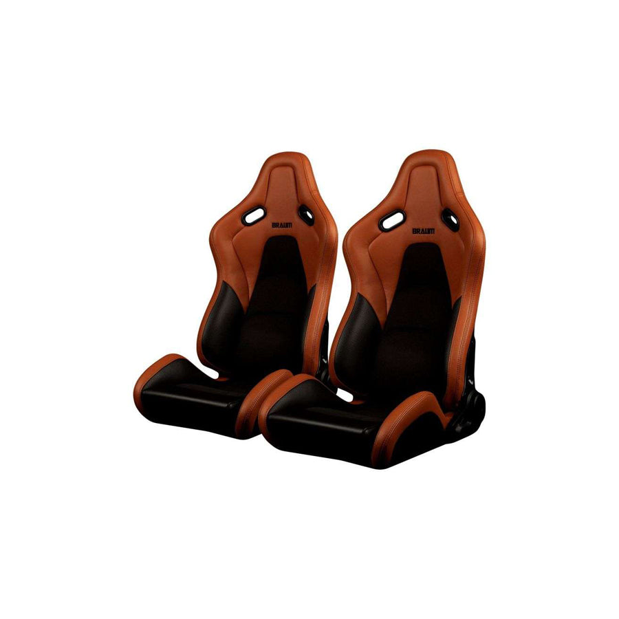 BRAUM Falcon-S Series Reclinable Composite Seats (British Tan Leatherette Alcantara Inserts Black Stitching) – Priced Per Pair