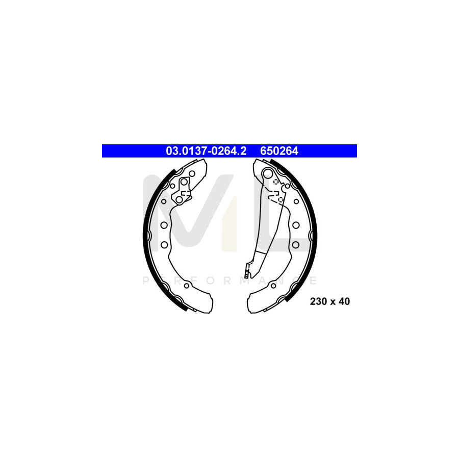 ATE 03.0137-0264.2 Brake Shoe Set with lever | ML Performance Car Parts