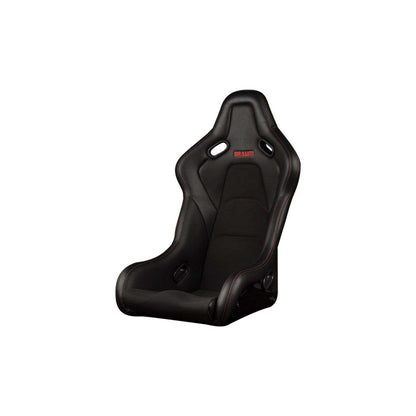 BRAUM Falcon-S Series Fixed Back Bucket Composite Seat (Black Leatherette Alcantara Inserts Red Stitching) - Priced Per Seat | ML Performance UK Car Parts