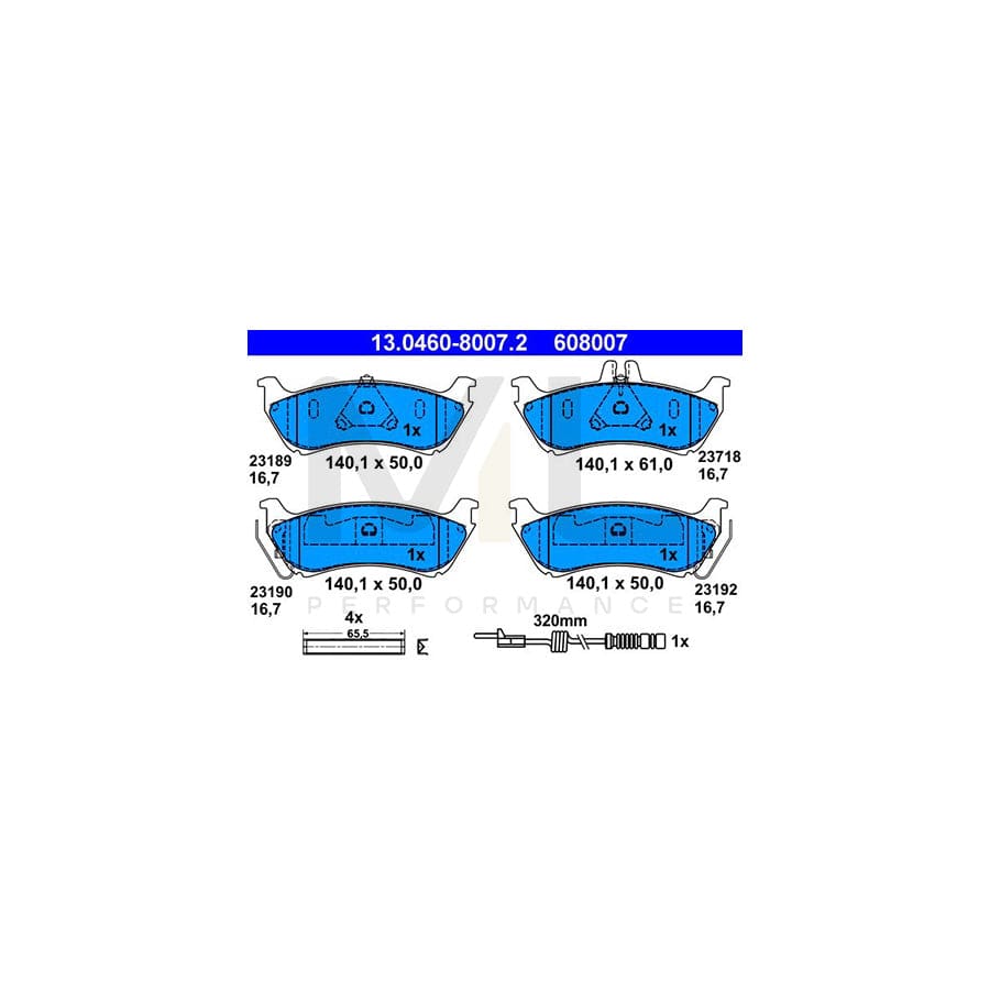 ATE 13.0460-8007.2 Brake pad set suitable for MERCEDES-BENZ ML-Class (W163) incl. wear warning contact | ML Performance Car Parts