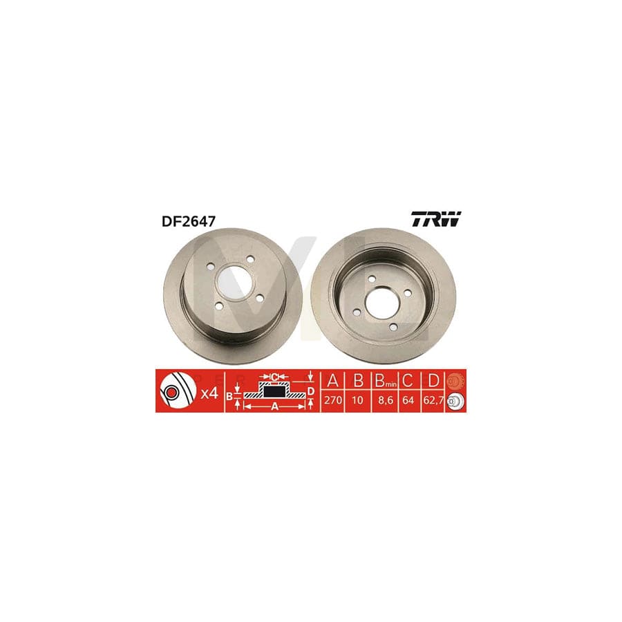 TRW DF2647 Brake Disc Solid, Painted | ML Performance Car Parts