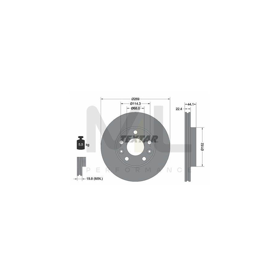 TEXTAR PRO 92272603 Brake Disc Internally Vented, Coated, without wheel hub, without wheel studs | ML Performance Car Parts