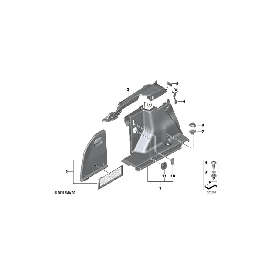 Genuine BMW 51477273739 F31 Trim Panel, Railing Left SCHWARZ (Inc. 320iX, 340i & 335dX) | ML Performance UK Car Parts