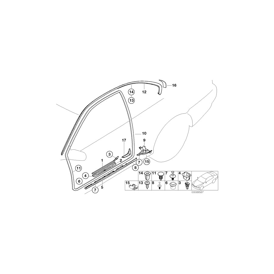 Genuine BMW 51717161692 E46 Edge Protection Right GRAU (Inc. 330Ci, 330Cd & 320Cd) | ML Performance UK Car Parts