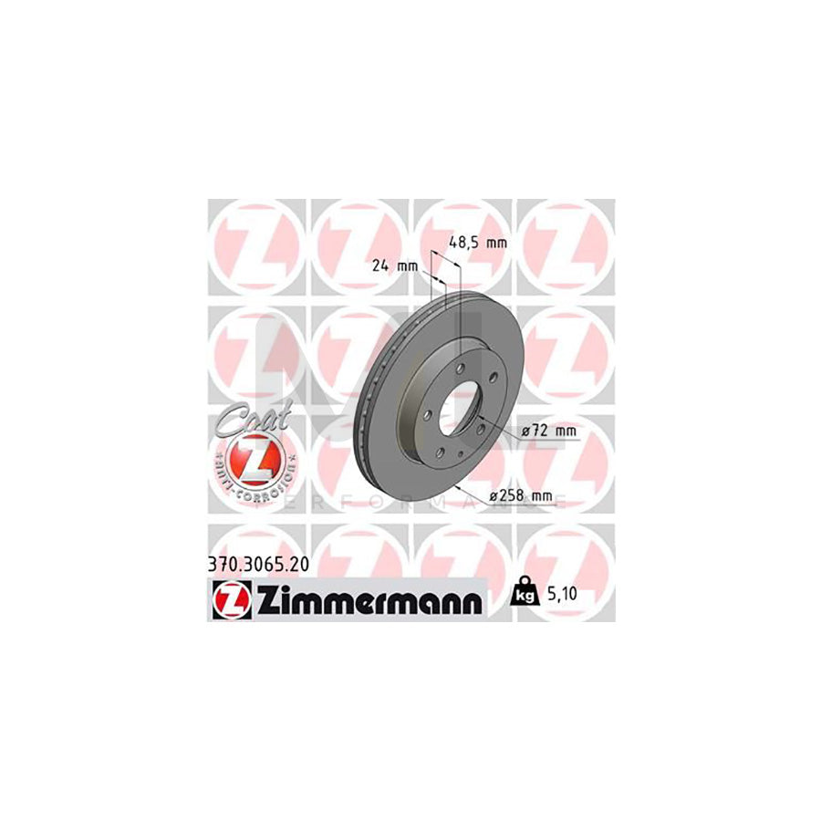 ZIMMERMANN COAT Z 370.3065.20 Brake Disc Internally Vented, Coated | ML Performance Car Parts