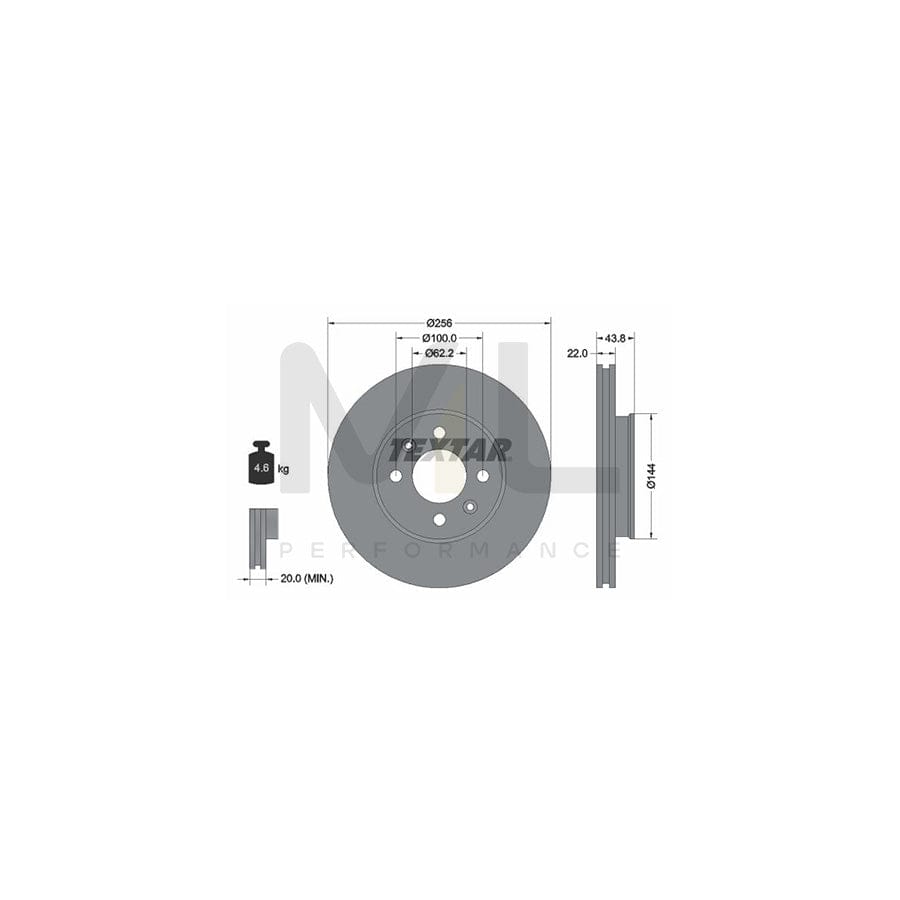 TEXTAR PRO 92237903 Brake Disc Internally Vented, Coated, without wheel hub, without wheel studs | ML Performance Car Parts