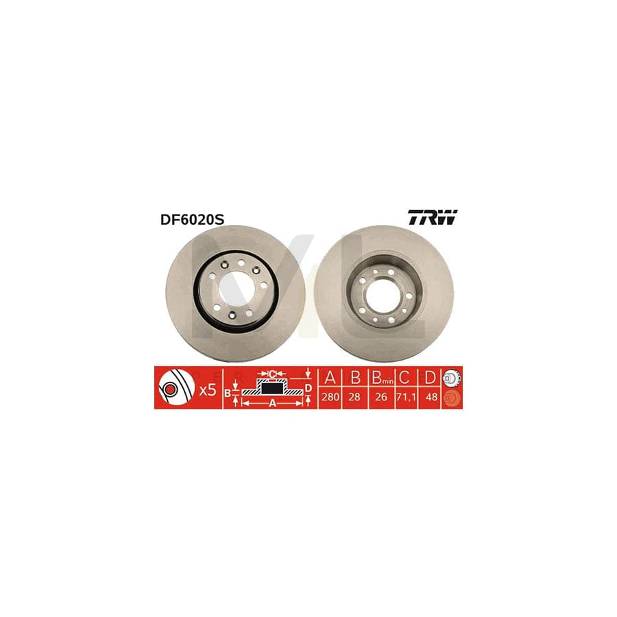 TRW DF6020S Brake Disc Vented | ML Performance Car Parts