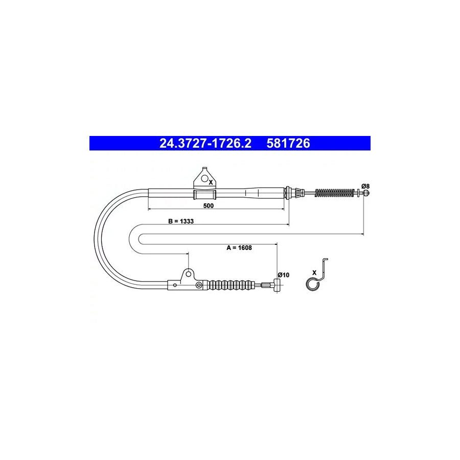 ATE 24.3727-1726.2 Hand Brake Cable