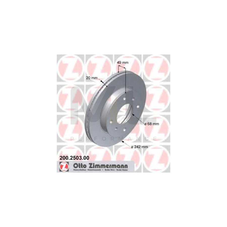 ZIMMERMANN 200.2503.00 Brake Disc for NISSAN PRIMERA Internally Vented | ML Performance Car Parts