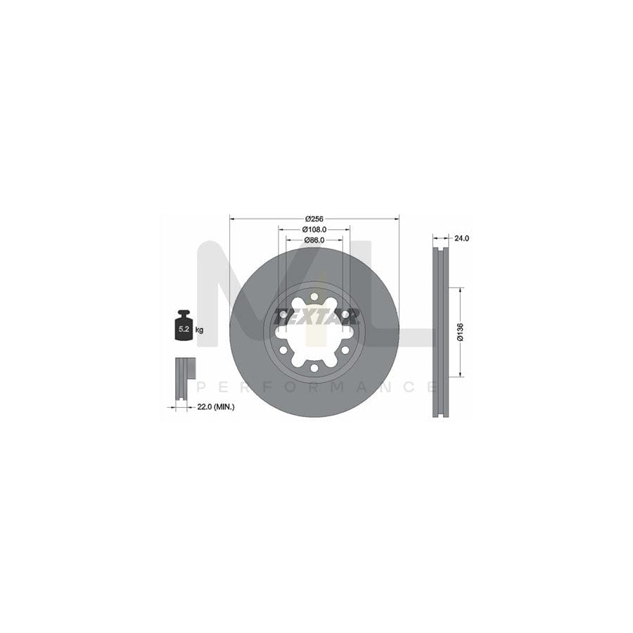 TEXTAR 92236300 Brake Disc Internally Vented, without wheel hub, without wheel studs | ML Performance Car Parts