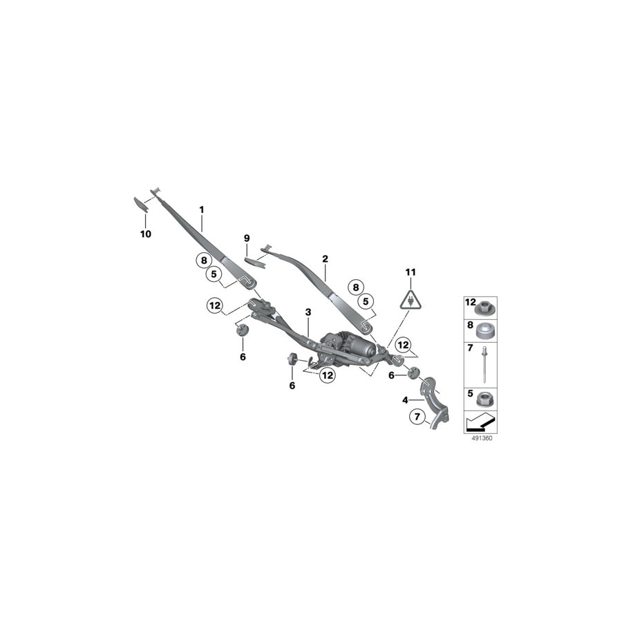 Genuine BMW 61617182594 F01 F04 F02 Wiper Arm, Passenger's Side (Inc. Hybrid 7, 730d & 760Li) | ML Performance UK