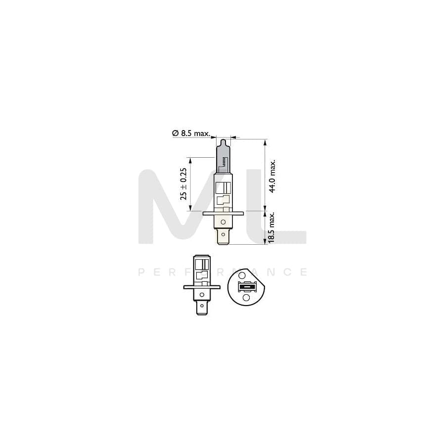 PHILIPS 12258WVUB1 Bulb, spotlight H1 12V 55W P14,5s Halogen | ML Performance Car Parts