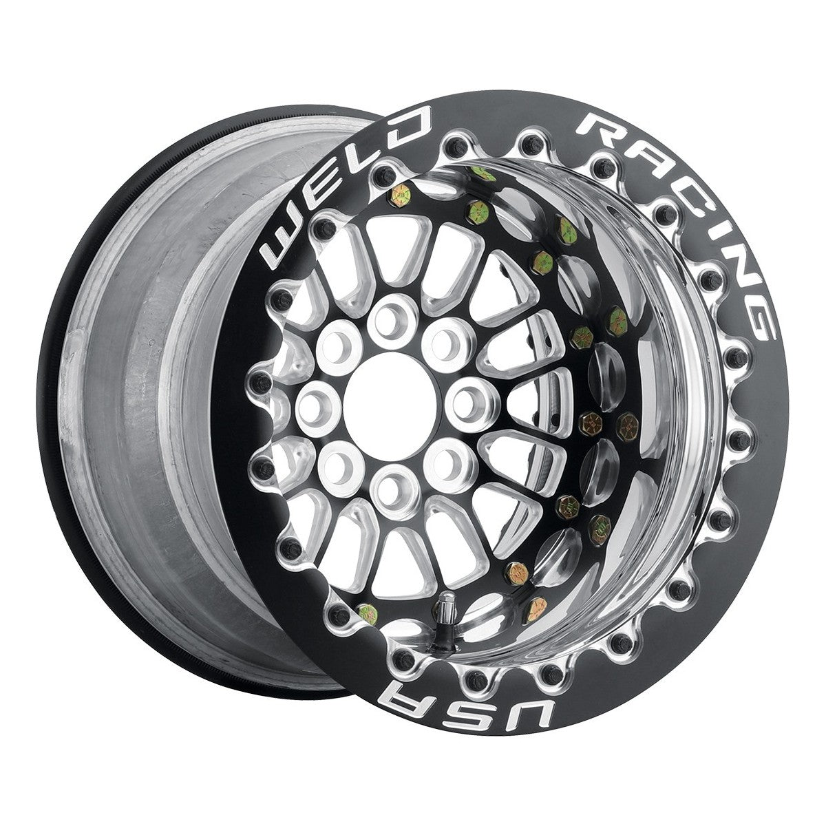 Weld 778B-50715F Tuner Import Wheel 15x7 4x100 ET25 BS5 Black Center - Polished Shell