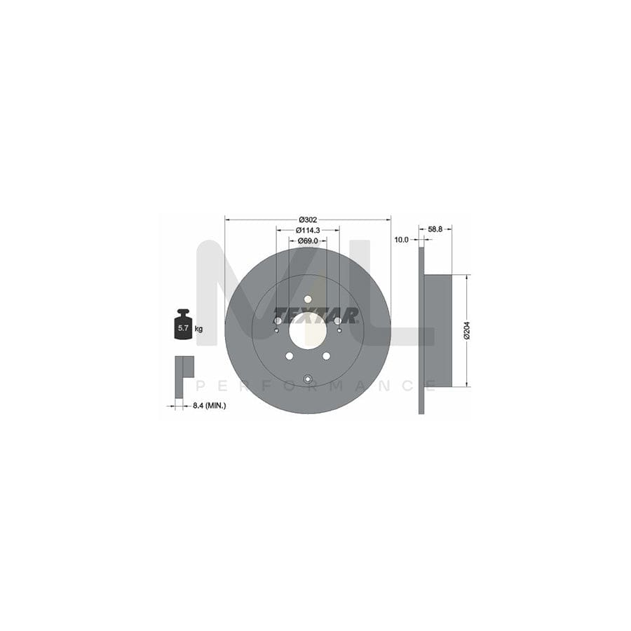 TEXTAR 92148400 Brake Disc for MITSUBISHI Grandis (NA4W) Solid, without wheel hub, without wheel studs | ML Performance Car Parts