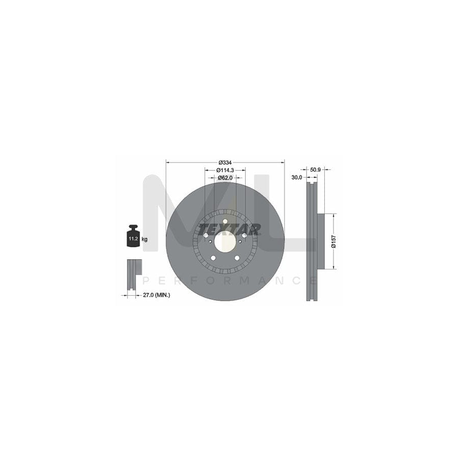 TEXTAR PRO 92147903 Brake Disc Externally Vented, Coated, without wheel hub, without wheel studs | ML Performance Car Parts