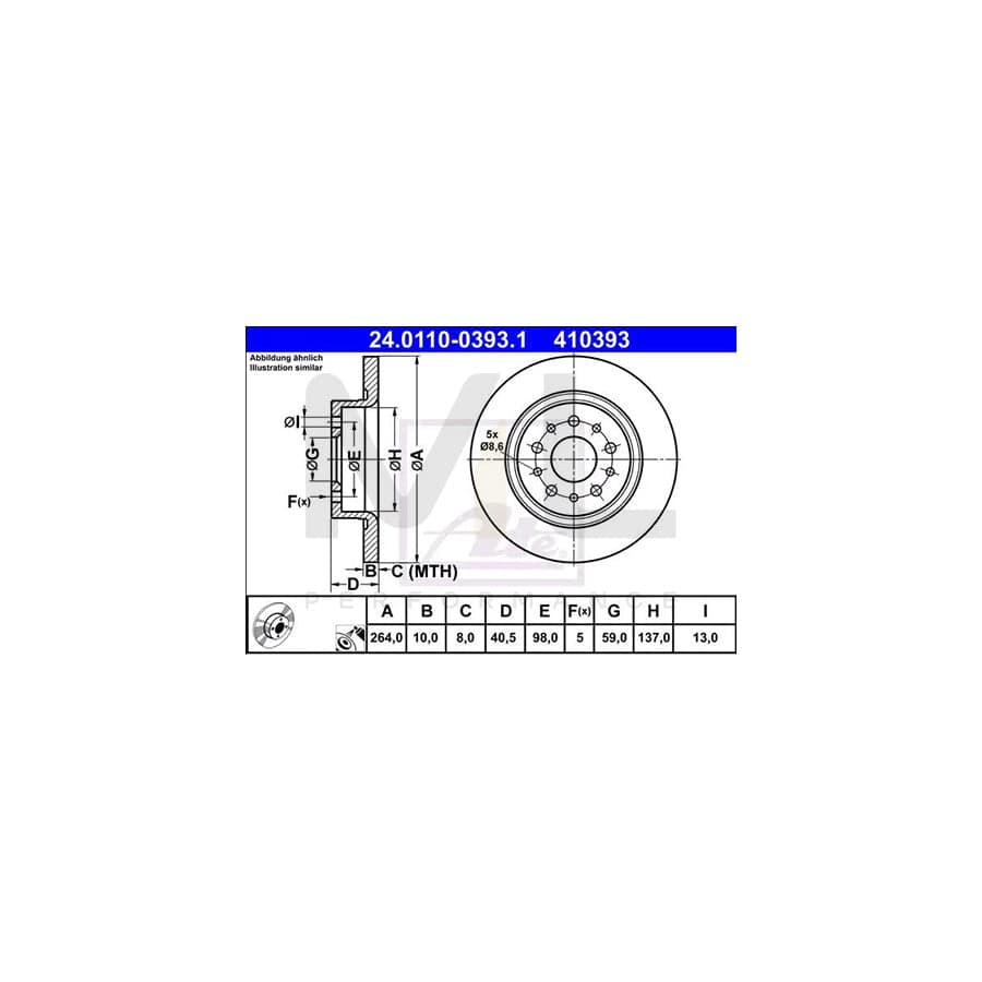 ATE 24.0110-0393.1 Brake Disc Solid, Coated | ML Performance Car Parts