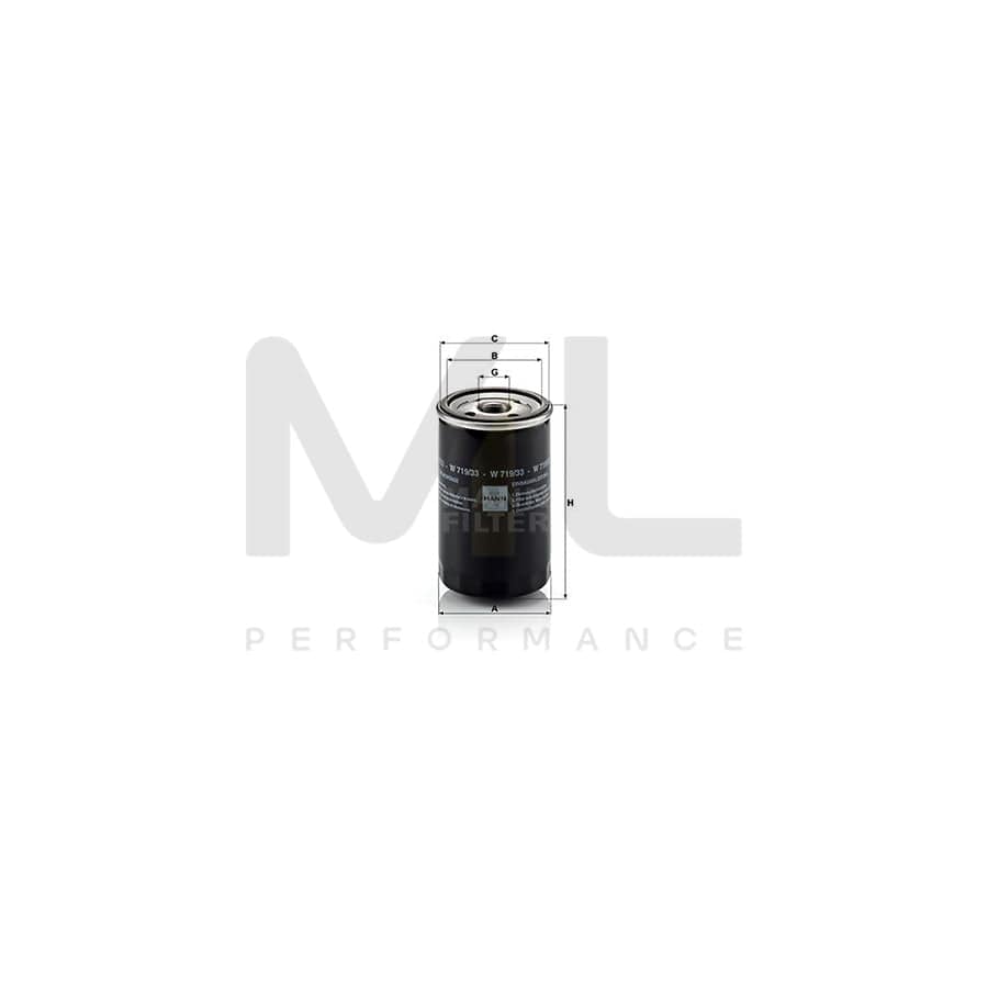 MANN-FILTER W 719/33 Oil Filter Spin-on Filter | ML Performance Car Parts