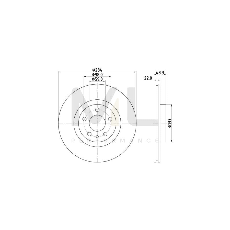 HELLA PRO 8DD 355 118-411 Brake Disc Internally Vented, Coated, without wheel hub, without wheel studs | ML Performance Car Parts