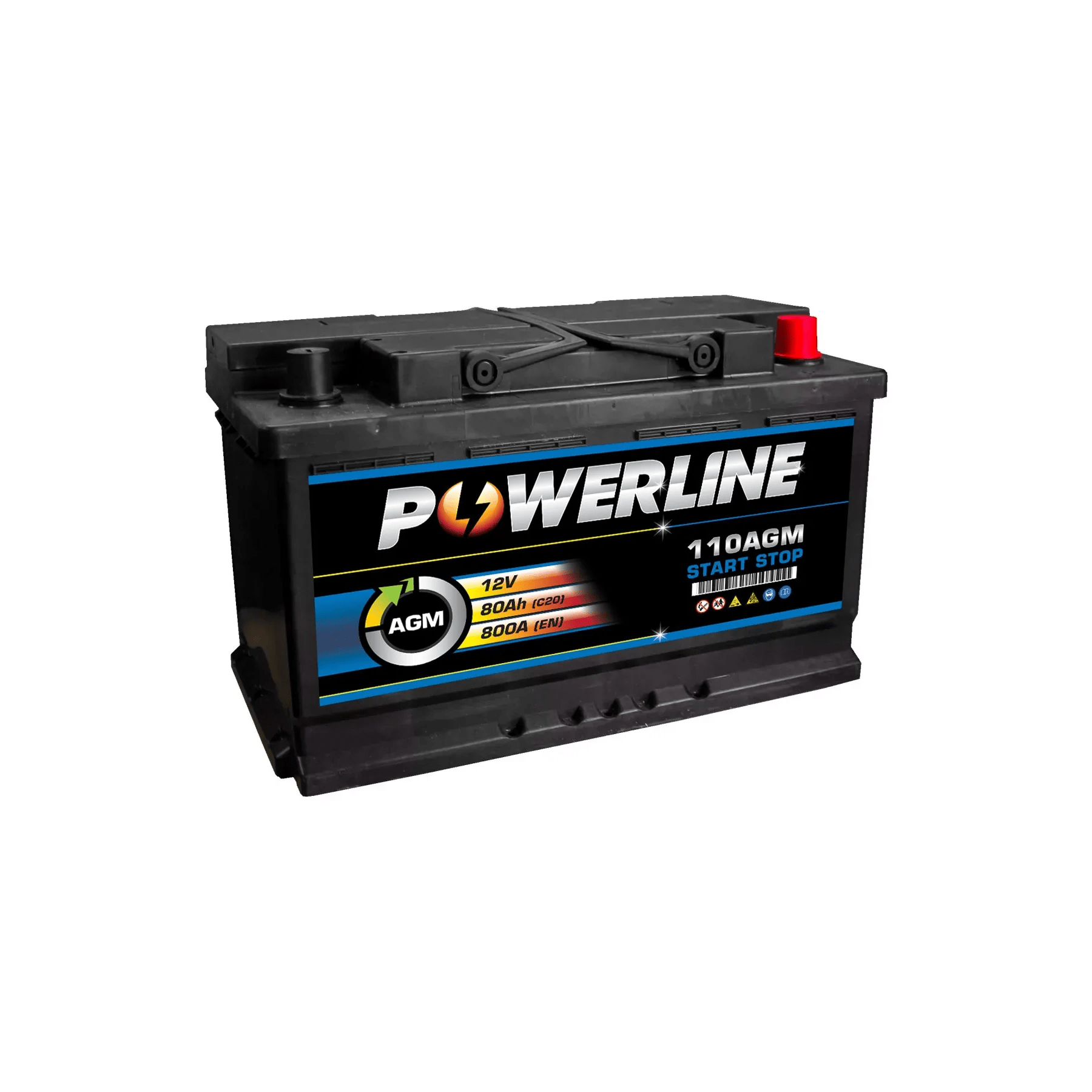 110 AGM Powerline Start Stop Car Battery 12V 80Ah | Car Batteries UK | ML Performance Car Parts