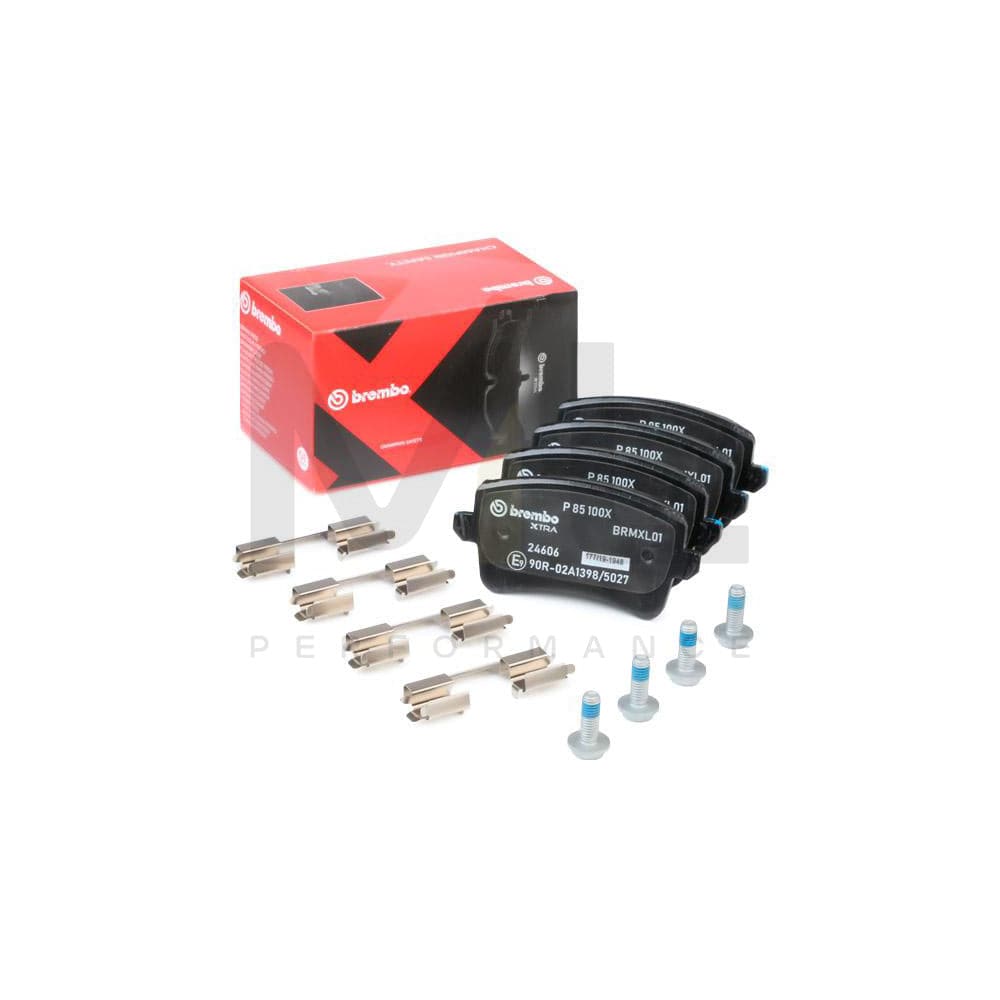 Brembo P 85 100X Brake Pad Set Excl. Wear Warning Contact, With Brake Caliper Screws | ML Performance Car Parts