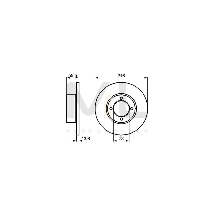 BOSCH 0 986 478 082 Brake Disc Solid, Oiled | ML Performance Car Parts