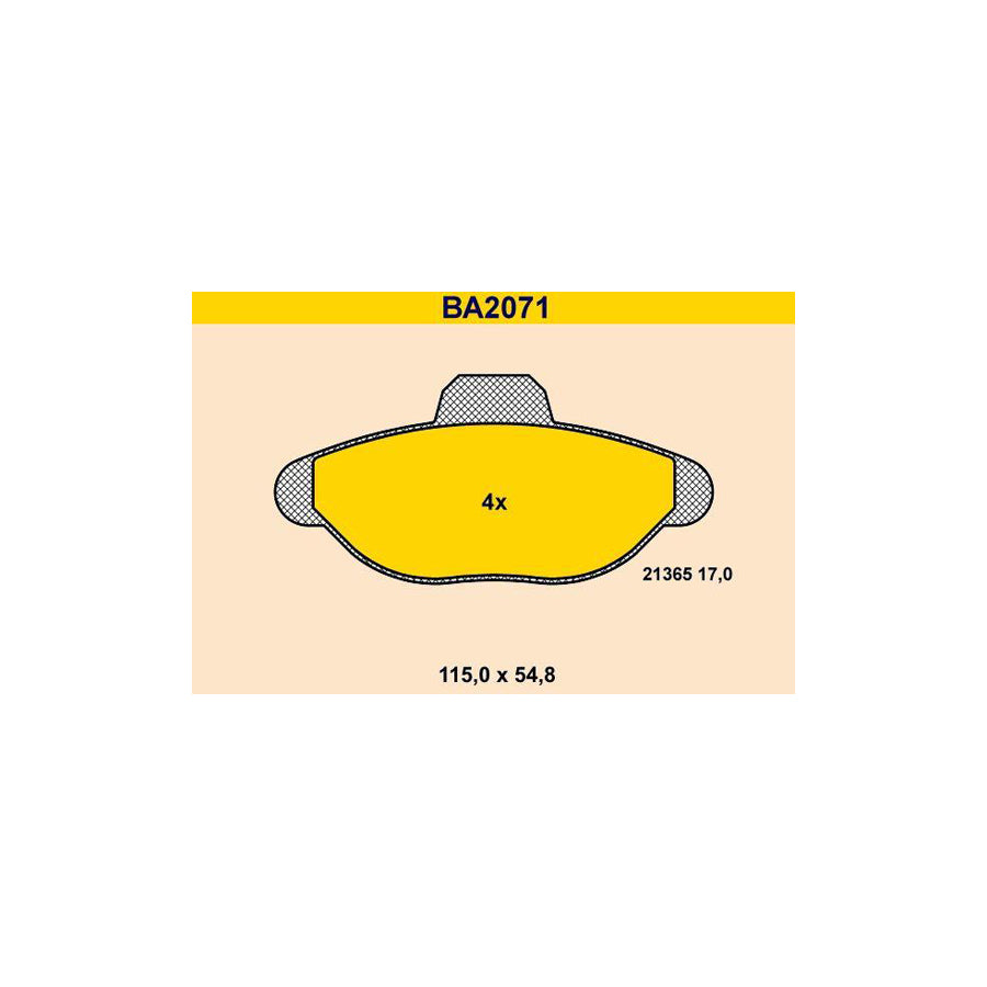 Barum BA2071 Brake Pad Set For Fiat Cinquecento (170)