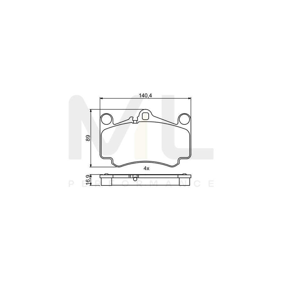 Bosch 0986494710 Brake Pad Set For Porsche 911 With Anti-Squeak Plate BP1705 | ML Performance Car Parts