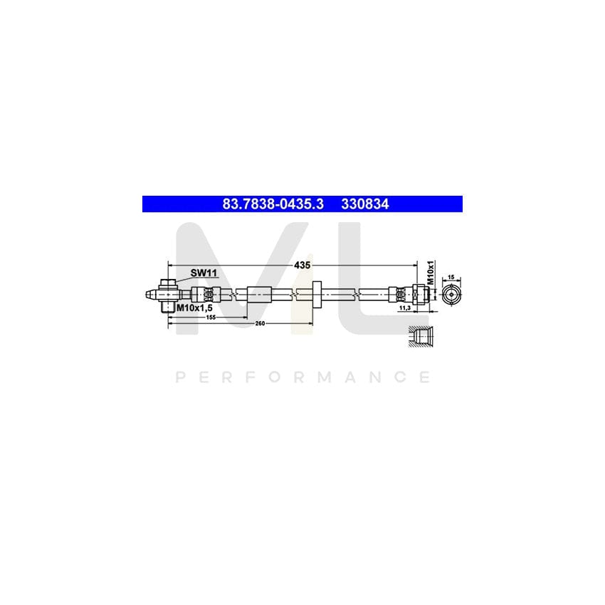 ATE 83.7838-0435.3 Brake Hose 435mm, M10x1 | ML Performance Car Parts