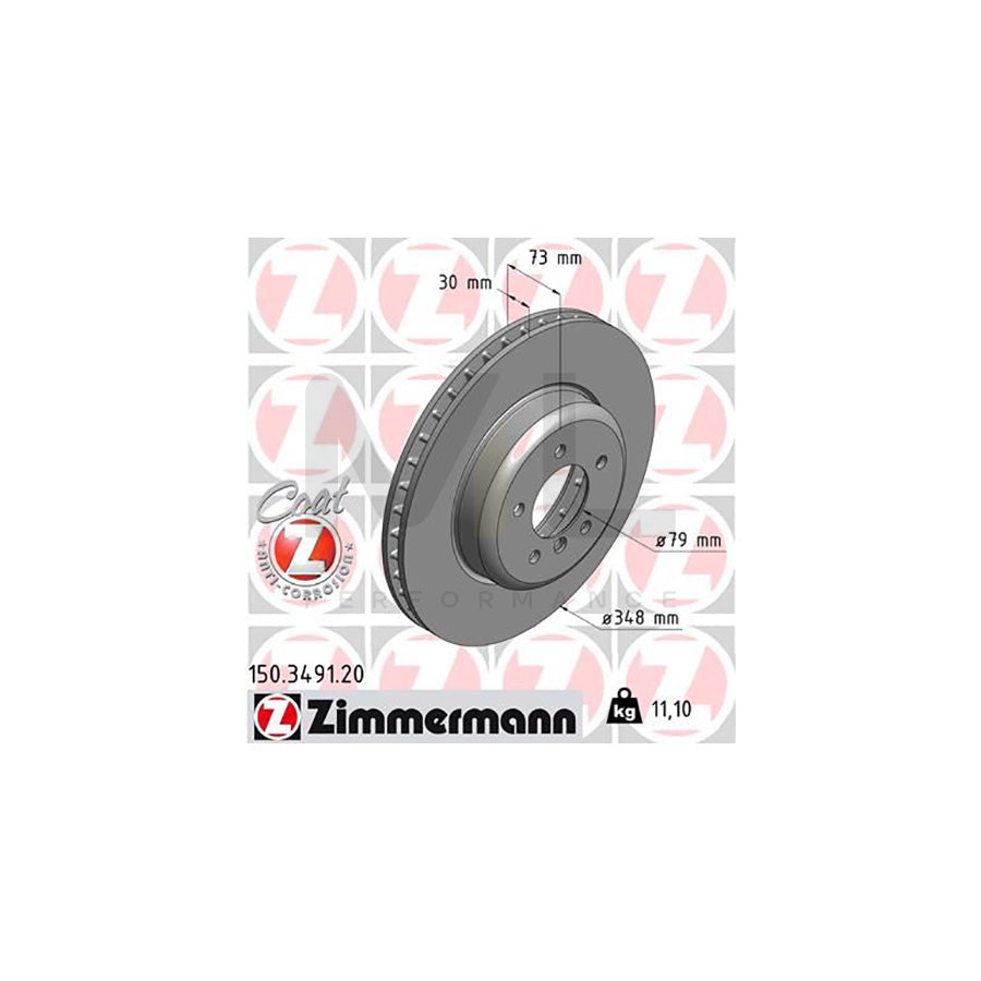 ZIMMERMANN COAT Z 150.3491.20 Brake Disc for BMW Z4 Roadster (E89) Internally Vented, Coated, High-carbon | ML Performance Car Parts