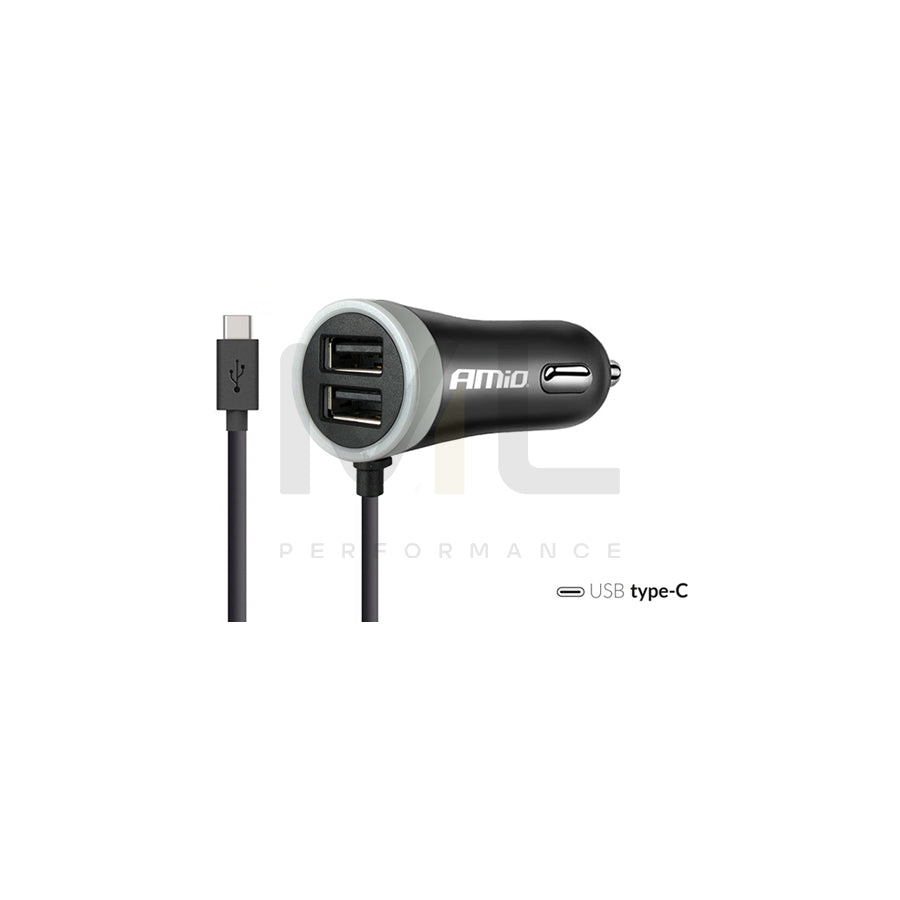 AMiO PCH PRO-03 02058 In-car charger Number of inlets/outlets: 2 USB; 1, with pipe, Black | ML Performance Car Parts