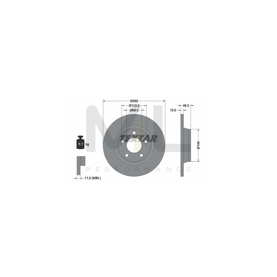 TEXTAR 92071600 Brake Disc for AUDI A4 Solid, without wheel hub, without wheel studs | ML Performance Car Parts