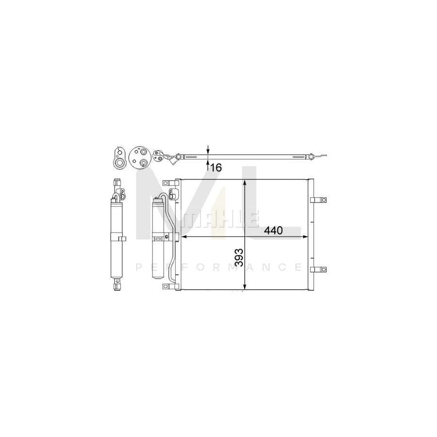 MAHLE ORIGINAL AC 445 000S Air conditioning condenser for NISSAN Micra III Hatchback (K12) with dryer, with seal ring | ML Performance Car Parts