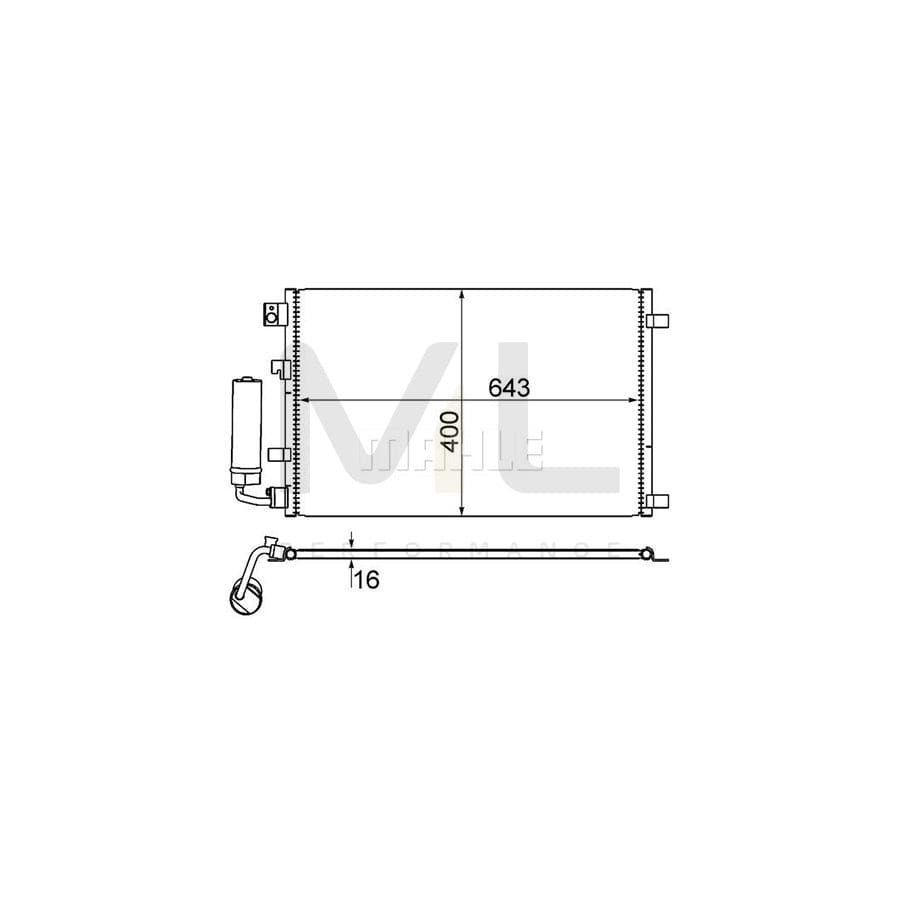 MAHLE ORIGINAL AC 604 001S Air conditioning condenser for NISSAN QASHQAI with dryer | ML Performance Car Parts