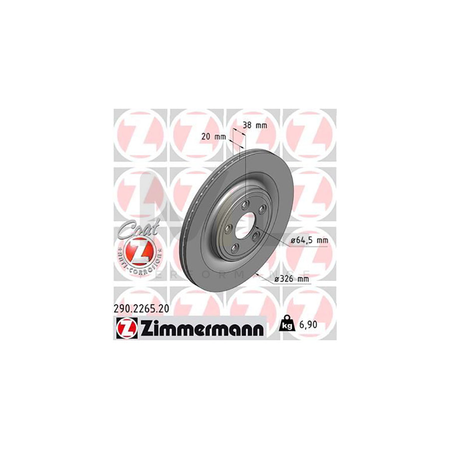 ZIMMERMANN COAT Z 290.2265.20 Brake Disc Internally Vented, Coated, High-carbon | ML Performance Car Parts