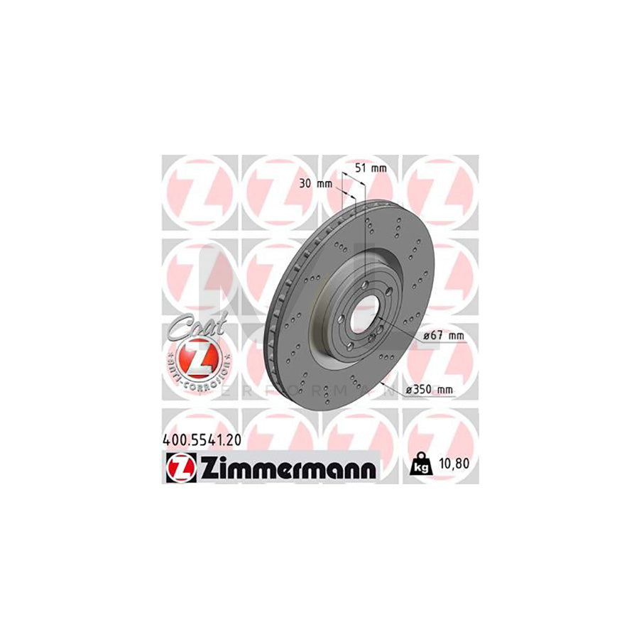 ZIMMERMANN 400.5541.20 Brake Disc Internally Vented, Perforated, Coated, High-carbon | ML Performance Car Parts