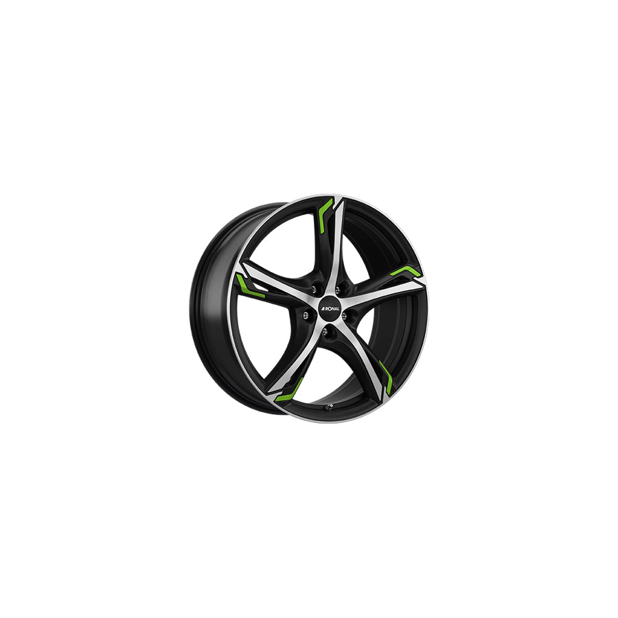 Ronal R62 Green 8x19 ET50 62R9805.18X/GREEN Jetblack-Matt-Diamond Cut Green Wheel | ML Performance UK Car Parts