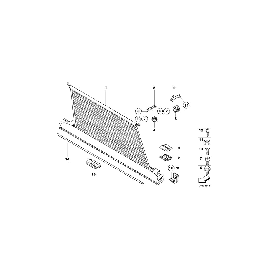 Genuine BMW 51479129062 E91 E61 E46 Right Support F Roll.Blind Sight Protect (Inc. 318i, 523i & 335d) | ML Performance UK