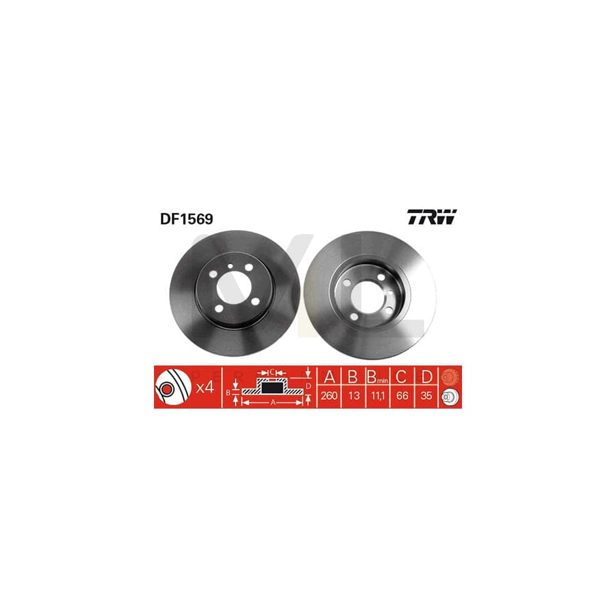 TRW DF1569 Brake Disc for BMW 3 Series Solid, Painted | ML Performance Car Parts