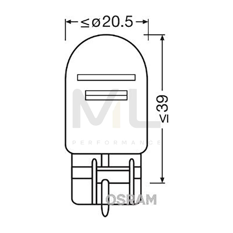 OSRAM 7515-02B Bulb, brake / tail light W21/5W, 12V 21/5W, W3x16q, ORIGINAL | ML Performance Car Parts