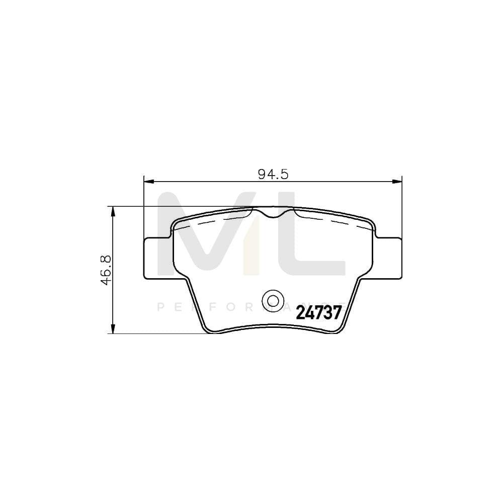 Hella 8DB 355 013-851 Brake Pad Set Not Prepared For Wear Indicator, With Brake Caliper Screws, With Accessories | ML Performance Car Parts