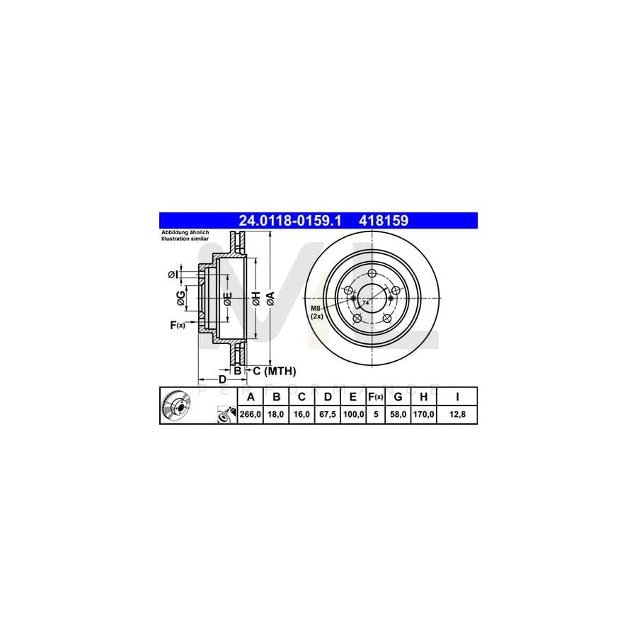 ATE 24.0118-0159.1 Brake Disc Vented, Coated | ML Performance Car Parts